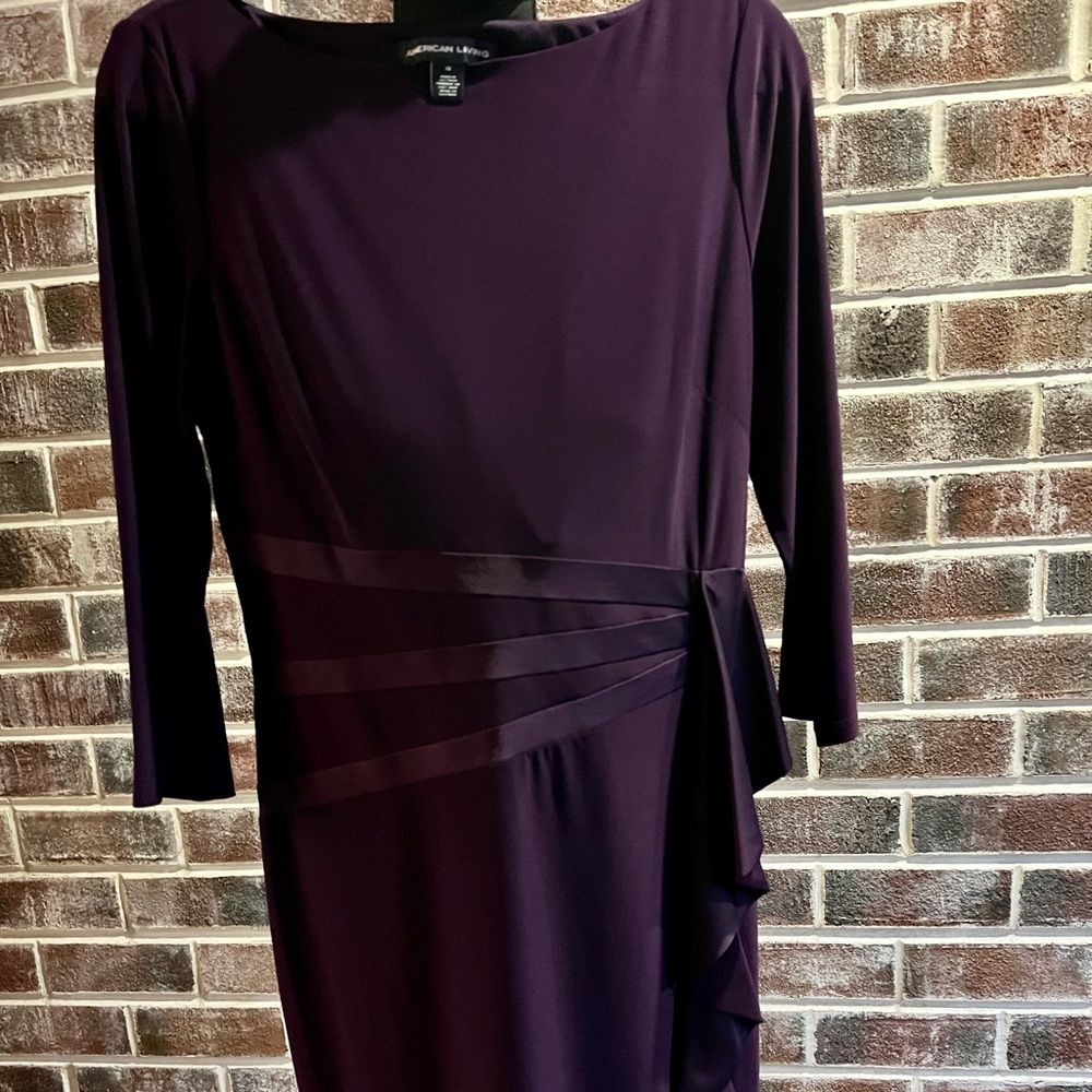 American Living purple sheath dress with satin trim.
